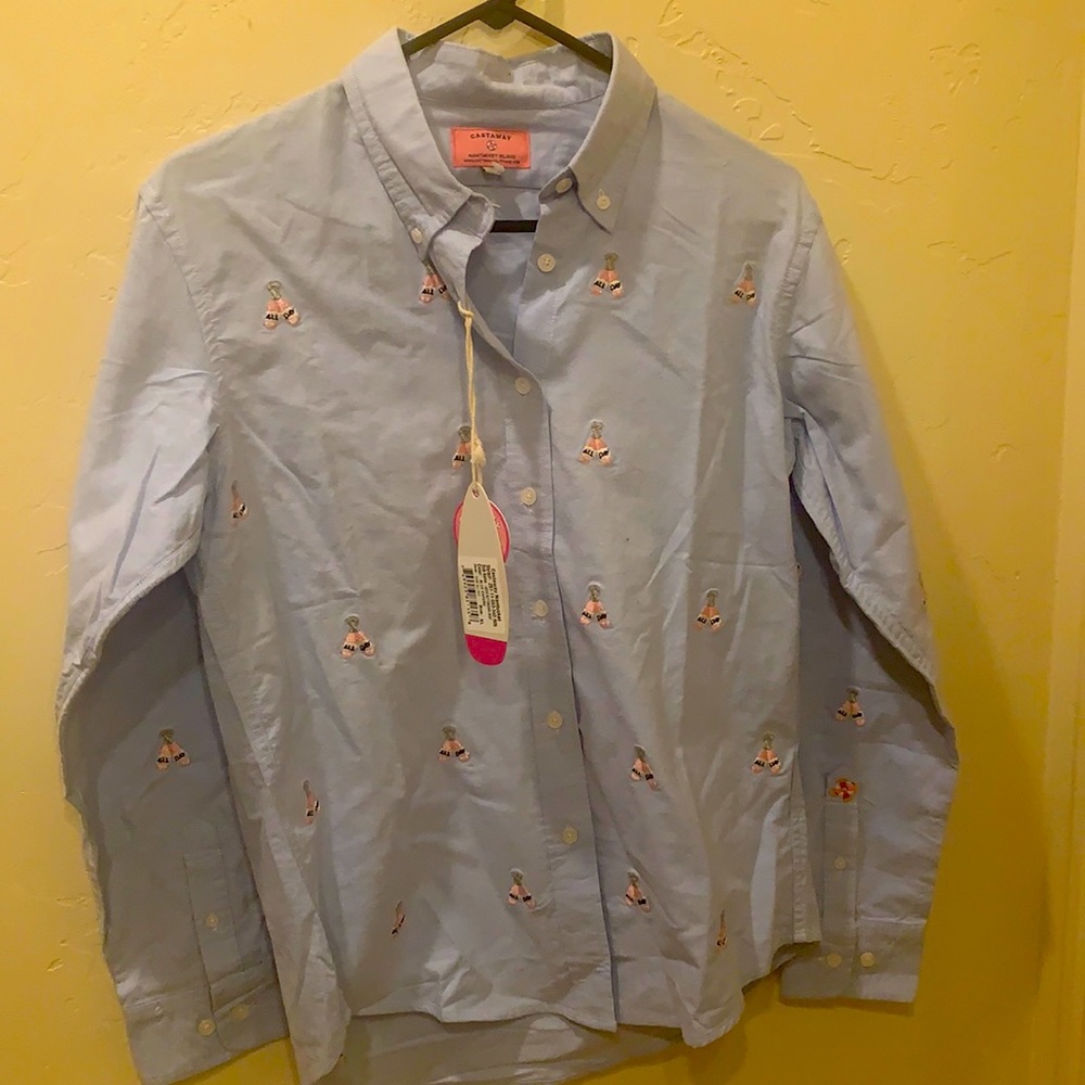 Castaway Nantucket Island blue Oxford XL Champagne